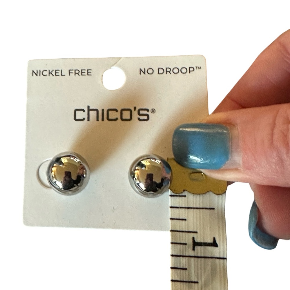 Chico's Shiny Silver Ball Earrings - Picture 3 of 4